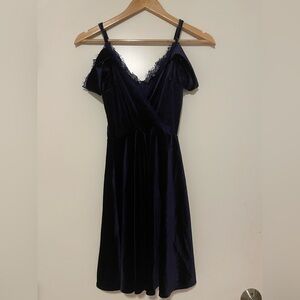 Lulu's Midnight Blue Velvet Dress